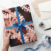 Puakenikeni Maile Lei Wrapping Paper Frangipani Red Tropical Leaves