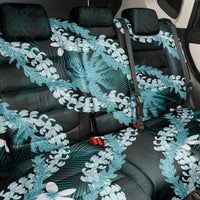 Puakenikeni Maile Lei Back Car Seat Cover Frangipani Turquoise Tropical Leaves