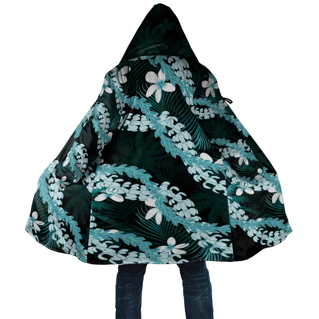 Puakenikeni Maile Lei Cloak Frangipani Turquoise Tropical Leaves LT01 Unisex Turquoise - Polynesian Pride