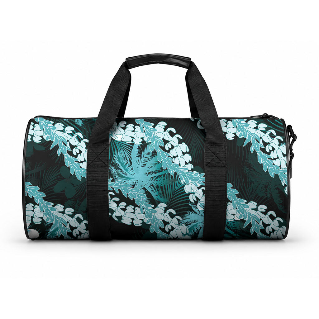Puakenikeni Maile Lei Duffle Bag Frangipani Turquoise Tropical Leaves LT01 One size Turquoise - Polynesian Pride