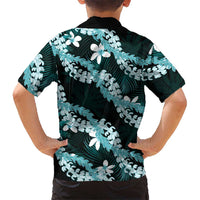 Puakenikeni Maile Lei Family Matching Mermaid Dress and Hawaiian Shirt Frangipani Turquoise Tropical Leaves LT01 - Polynesian Pride