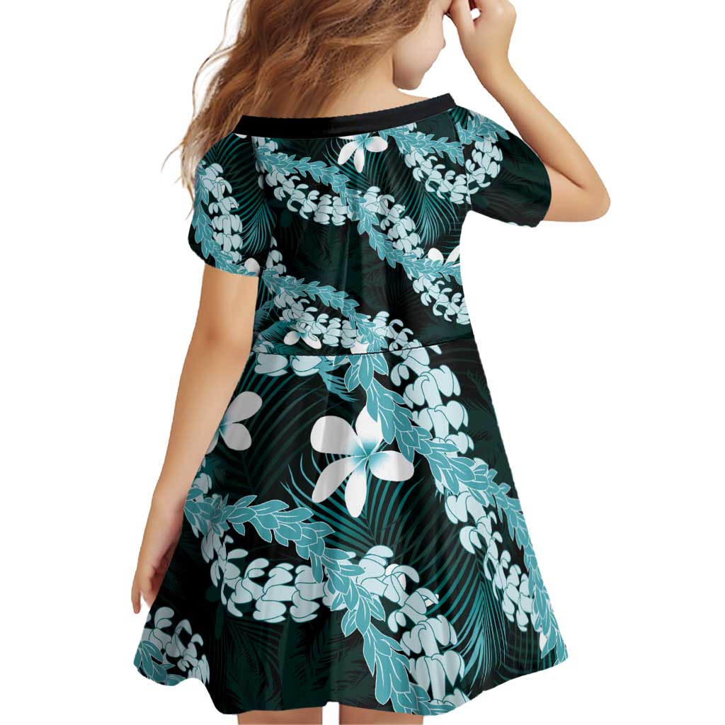 Puakenikeni Maile Lei Family Matching Mermaid Dress and Hawaiian Shirt Frangipani Turquoise Tropical Leaves LT01 - Polynesian Pride