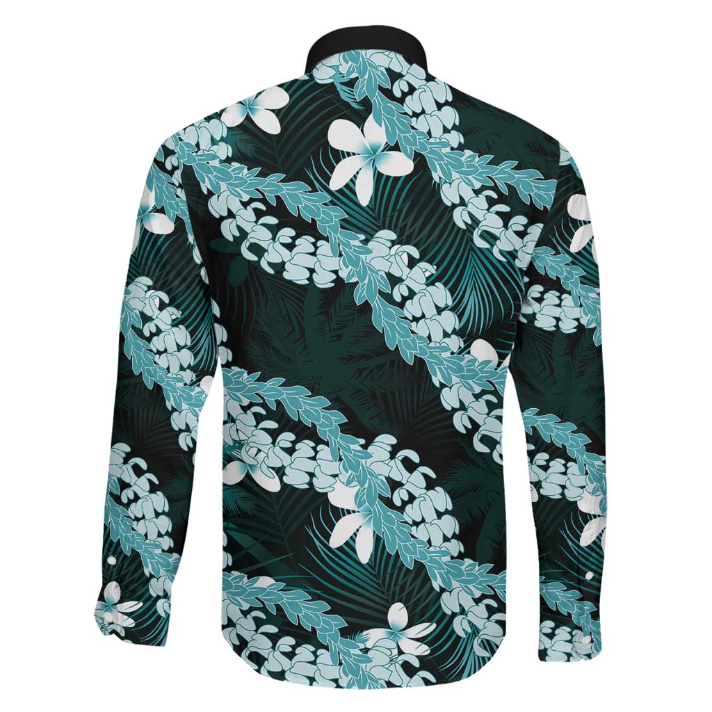 Puakenikeni Maile Lei Family Matching Off Shoulder Maxi Dress and Hawaiian Shirt Frangipani Turquoise Tropical Leaves LT01 - Polynesian Pride