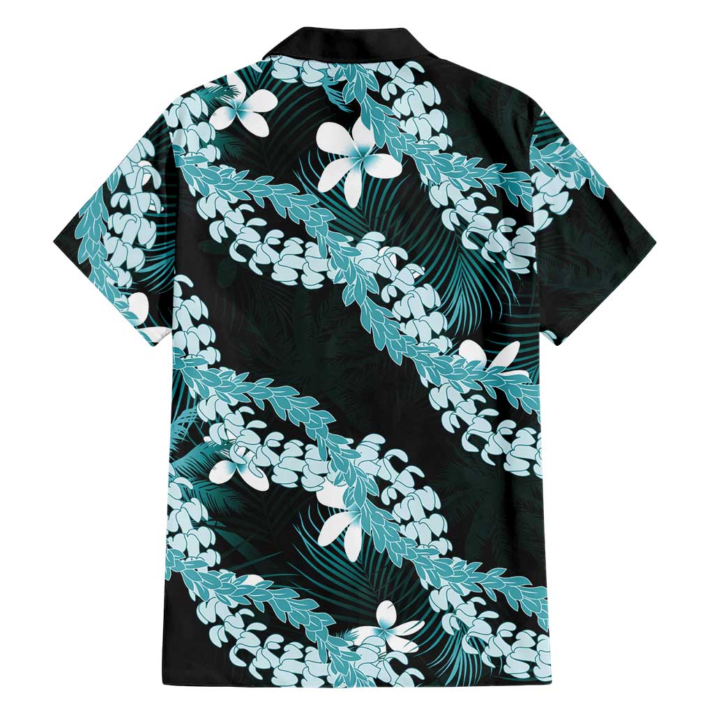 Puakenikeni Maile Lei Family Matching Summer Maxi Dress and Hawaiian Shirt Frangipani Turquoise Tropical Leaves LT01 - Polynesian Pride