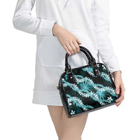 Puakenikeni Maile Lei Shoulder Handbag Frangipani Turquoise Tropical Leaves