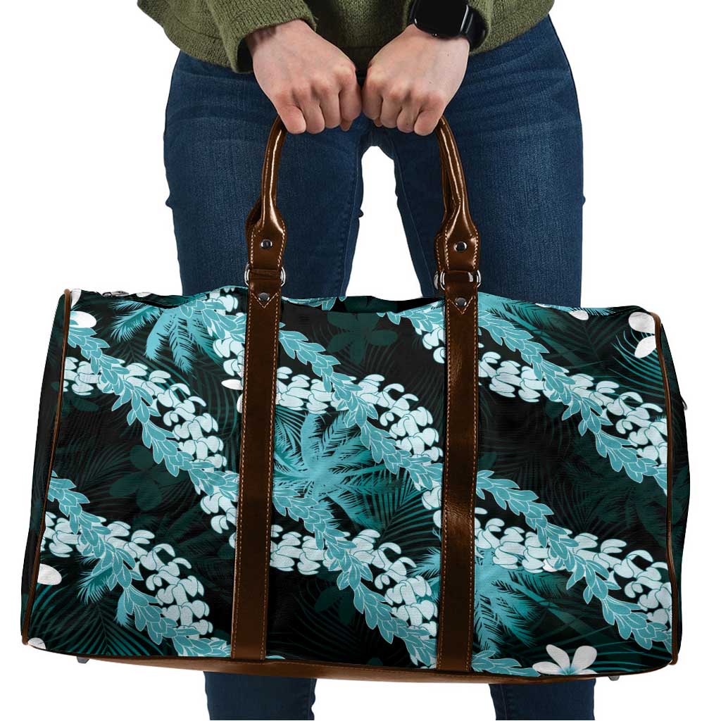 Puakenikeni Maile Lei Travel Bag Frangipani Turquoise Tropical Leaves LT01 Turquoise - Polynesian Pride