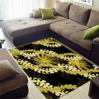 Puakenikeni Maile Lei Area Rug Frangipani Yellow Tropical Leaves
