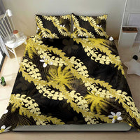 Puakenikeni Maile Lei Bedding Set Frangipani Yellow Tropical Leaves