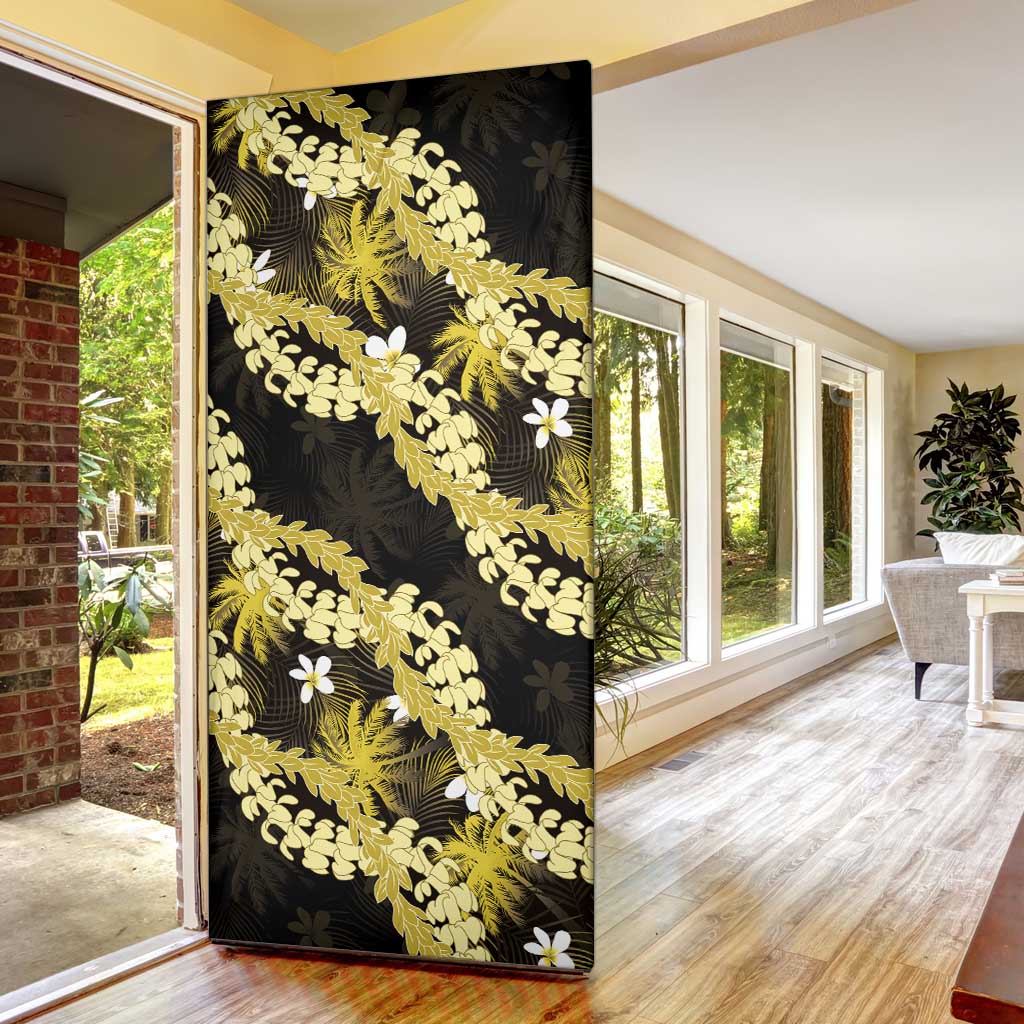 Puakenikeni Maile Lei Door Cover Frangipani Yellow Tropical Leaves
