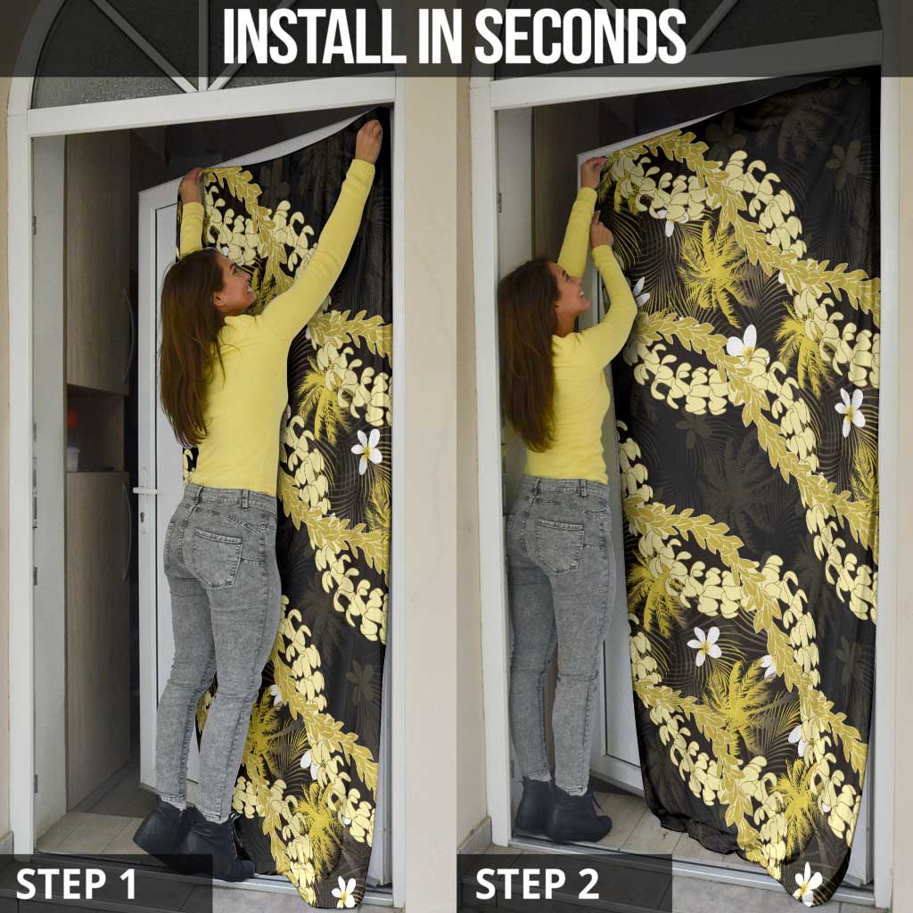Puakenikeni Maile Lei Door Cover Frangipani Yellow Tropical Leaves