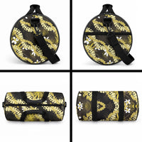Puakenikeni Maile Lei Duffle Bag Frangipani Yellow Tropical Leaves LT01 - Polynesian Pride