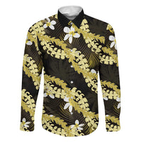 Puakenikeni Maile Lei Family Matching Long Sleeve Bodycon Dress and Hawaiian Shirt Frangipani Yellow Tropical Leaves LT01 Dad's Shirt - Long Sleeve Yellow - Polynesian Pride