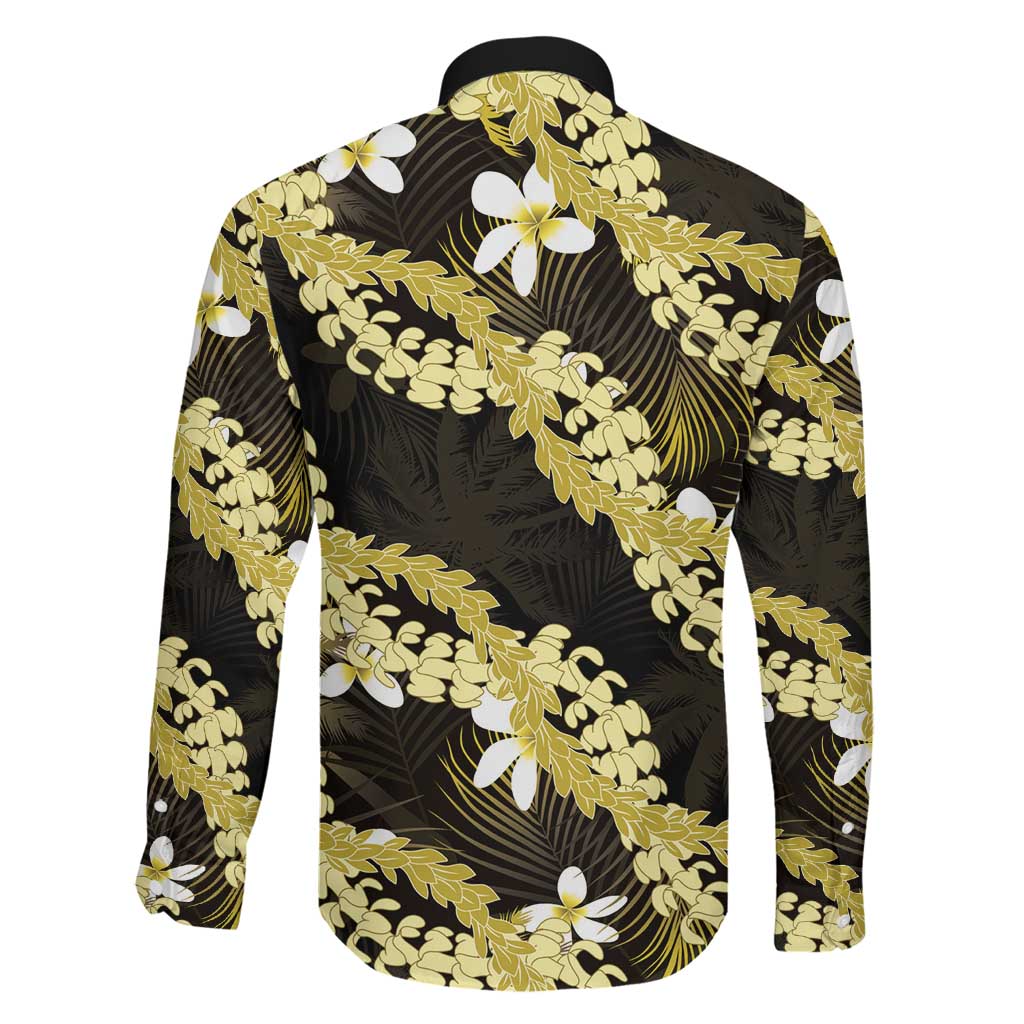 Puakenikeni Maile Lei Family Matching Short Sleeve Bodycon Dress and Hawaiian Shirt Frangipani Yellow Tropical Leaves LT01 - Polynesian Pride