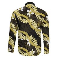 Puakenikeni Maile Lei Family Matching Summer Maxi Dress and Hawaiian Shirt Frangipani Yellow Tropical Leaves LT01 - Polynesian Pride