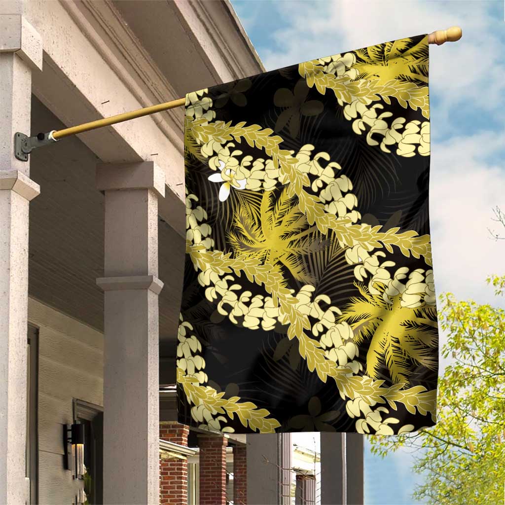 Puakenikeni Maile Lei Garden Flag Frangipani Yellow Tropical Leaves LT01 House Flag Yellow - Polynesian Pride