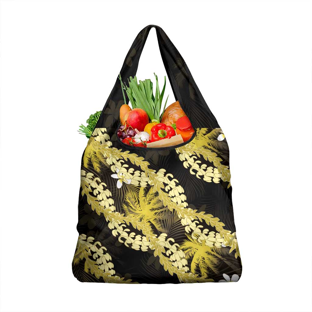 Puakenikeni Maile Lei Grocery Bag Frangipani Yellow Tropical Leaves LT01 1-pack One Size Yellow - Polynesian Pride