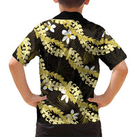 Puakenikeni Maile Lei Hawaiian Shirt Frangipani Yellow Tropical Leaves