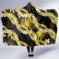 Puakenikeni Maile Lei Hooded Blanket Frangipani Yellow Tropical Leaves
