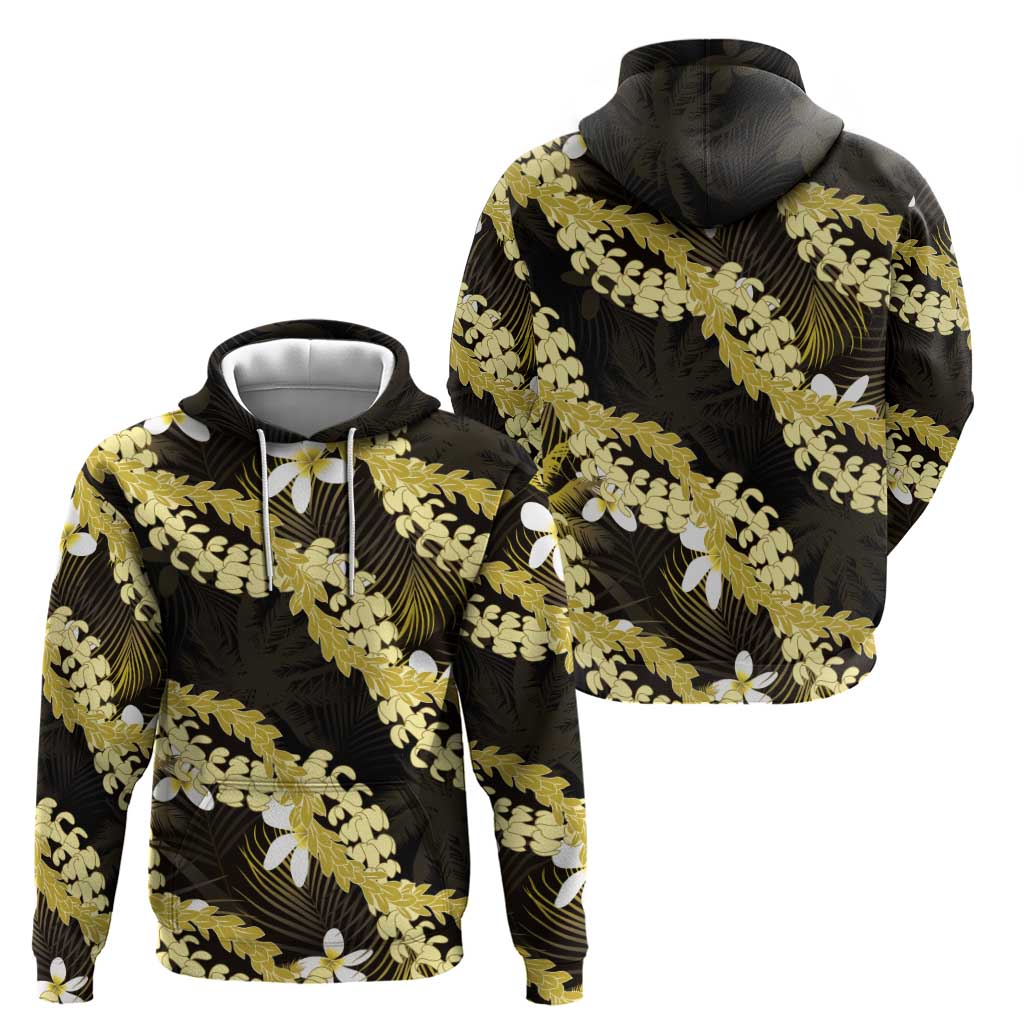 Puakenikeni Maile Lei Hoodie Frangipani Yellow Tropical Leaves