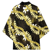 Puakenikeni Maile Lei Kimono Frangipani Yellow Tropical Leaves