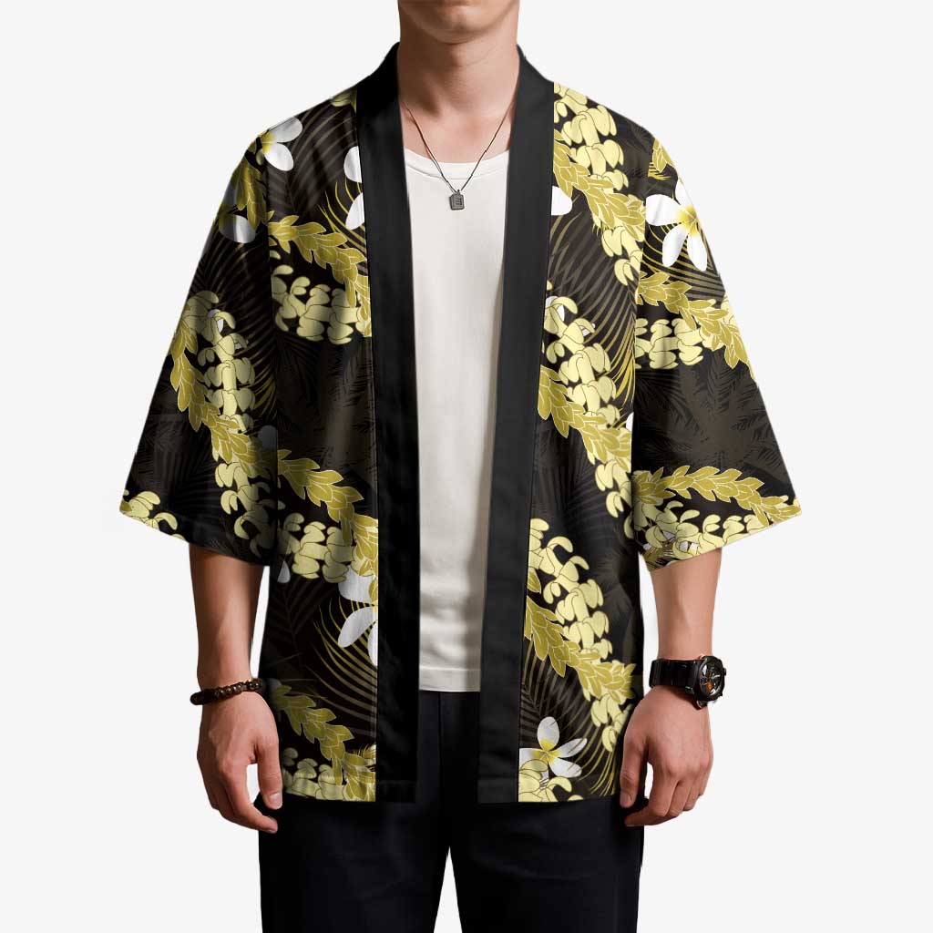 Puakenikeni Maile Lei Kimono Frangipani Yellow Tropical Leaves