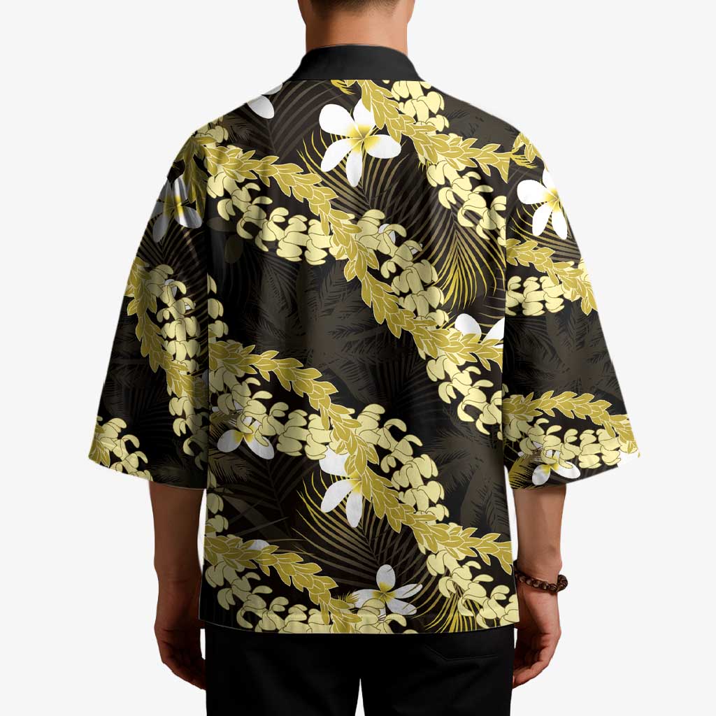 Puakenikeni Maile Lei Kimono Frangipani Yellow Tropical Leaves