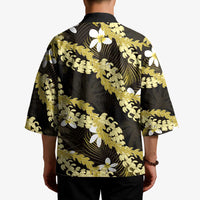 Puakenikeni Maile Lei Kimono Frangipani Yellow Tropical Leaves