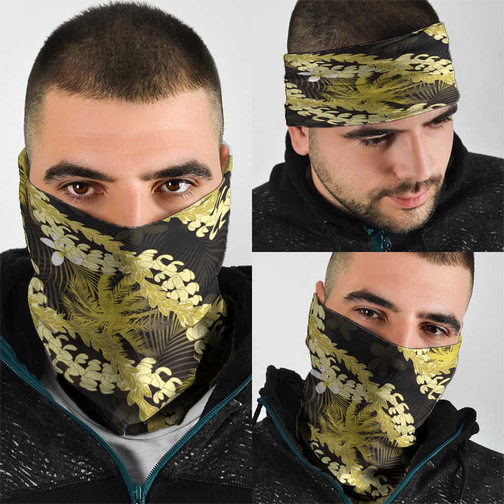 Puakenikeni Maile Lei Neck Gaiter Frangipani Yellow Tropical Leaves