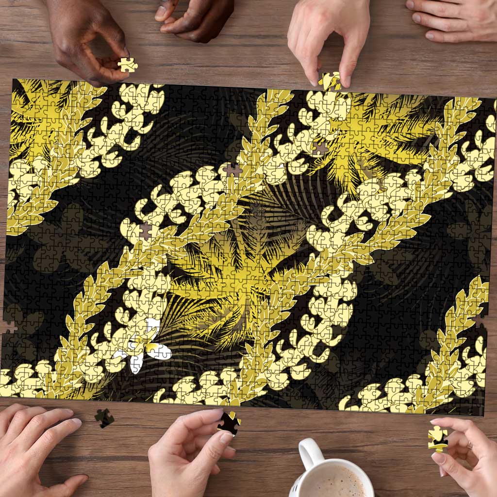 Puakenikeni Maile Lei Puzzle Frangipani Yellow Tropical Leaves