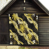 Puakenikeni Maile Lei Quilt Frangipani Yellow Tropical Leaves