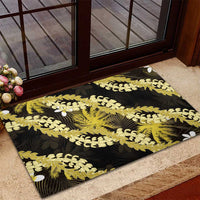 Puakenikeni Maile Lei Rubber Doormat Frangipani Yellow Tropical Leaves