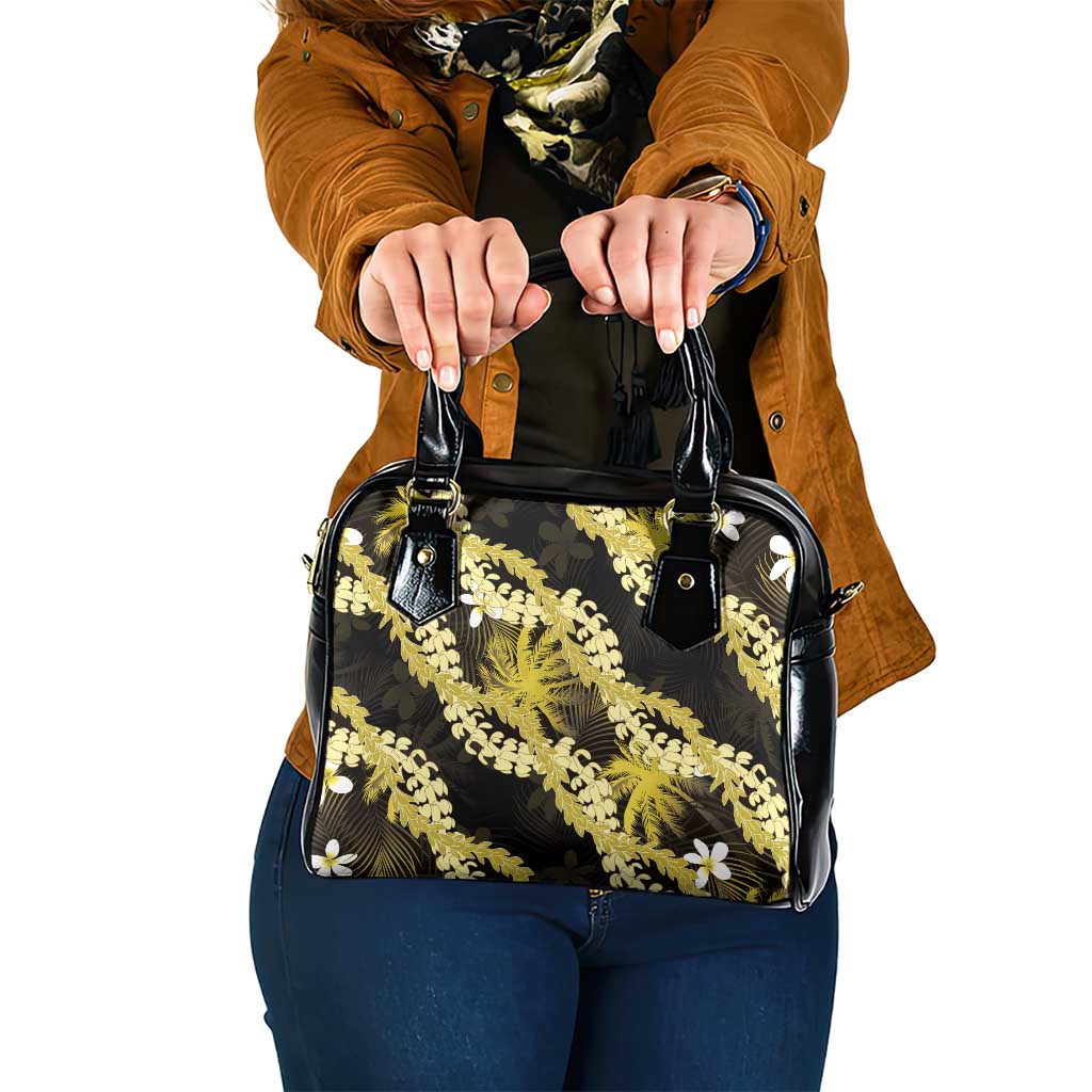 Puakenikeni Maile Lei Shoulder Handbag Frangipani Yellow Tropical Leaves LT01 One Size Yellow - Polynesian Pride