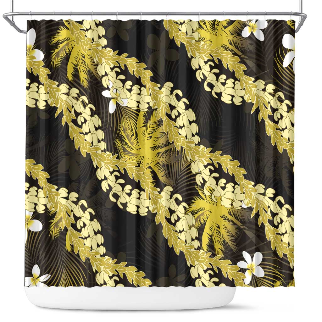 Puakenikeni Maile Lei Shower Curtain Frangipani Yellow Tropical Leaves LT01 Yellow - Polynesian Pride