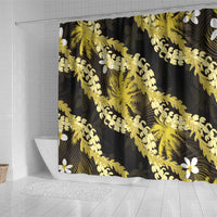 Puakenikeni Maile Lei Shower Curtain Frangipani Yellow Tropical Leaves
