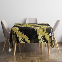 Puakenikeni Maile Lei Tablecloth Frangipani Yellow Tropical Leaves