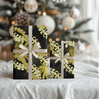 Puakenikeni Maile Lei Wrapping Paper Frangipani Yellow Tropical Leaves