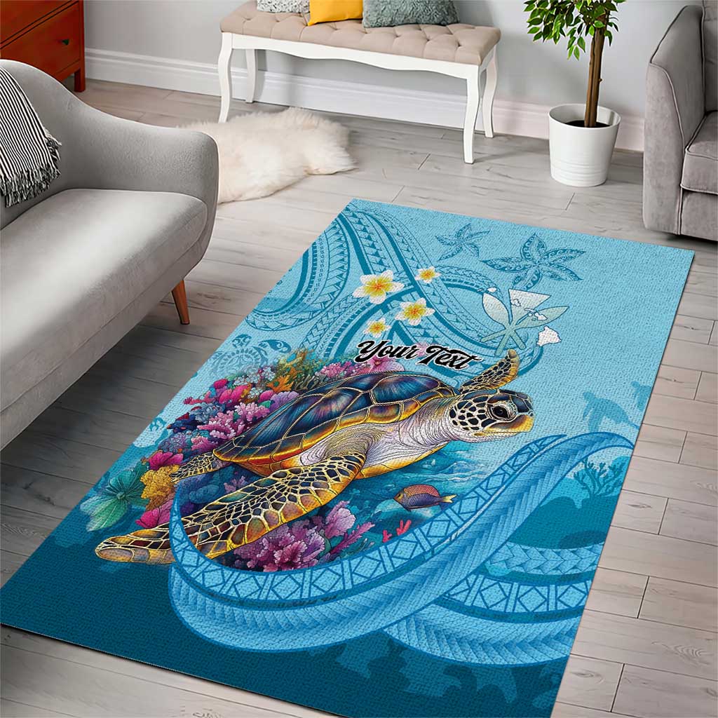 Personalized Hawaii Sea Turtle Area Rug Hawaii Map Ocean Vibes