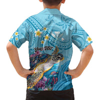 Personalized Hawaii Sea Turtle Family Matching Off The Shoulder Long Sleeve Dress and Hawaiian Shirt Hawaii Map Ocean Vibes LT01 - Polynesian Pride