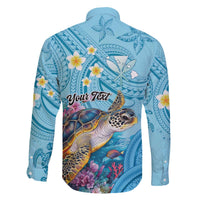 Personalized Hawaii Sea Turtle Family Matching Off The Shoulder Long Sleeve Dress and Hawaiian Shirt Hawaii Map Ocean Vibes LT01 - Polynesian Pride