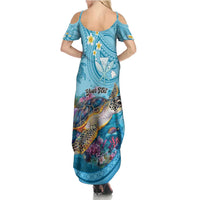 Personalized Hawaii Sea Turtle Family Matching Summer Maxi Dress and Hawaiian Shirt Hawaii Map Ocean Vibes