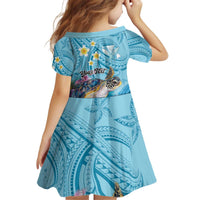 Personalized Hawaii Sea Turtle Kid Short Sleeve Dress Hawaii Map Ocean Vibes