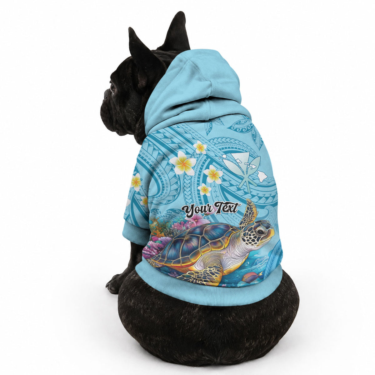 Personalized Hawaii Sea Turtle Pet Hoodie Hawaii Map Ocean Vibes LT01 - Polynesian Pride