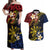 Philippines Spirit Tribal Sun Plumeria Couples Matching Off Shoulder Maxi Dress and Hawaiian Shirt Red And Blue Polynesian Pattern