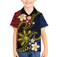 Philippines Spirit Tribal Sun Plumeria Family Matching Long Sleeve Bodycon Dress and Hawaiian Shirt Red And Blue Polynesian Pattern LT01 Son's Shirt Black - Polynesian Pride
