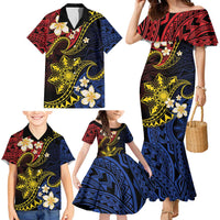 Philippines Spirit Tribal Sun Plumeria Family Matching Mermaid Dress and Hawaiian Shirt Red And Blue Polynesian Pattern LT01 - Polynesian Pride