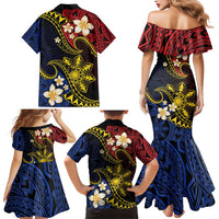 Philippines Spirit Tribal Sun Plumeria Family Matching Mermaid Dress and Hawaiian Shirt Red And Blue Polynesian Pattern LT01 - Polynesian Pride