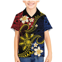 Philippines Spirit Tribal Sun Plumeria Family Matching Mermaid Dress and Hawaiian Shirt Red And Blue Polynesian Pattern LT01 Son's Shirt Black - Polynesian Pride