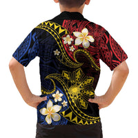 Philippines Spirit Tribal Sun Plumeria Family Matching Off Shoulder Maxi Dress and Hawaiian Shirt Red And Blue Polynesian Pattern LT01 - Polynesian Pride