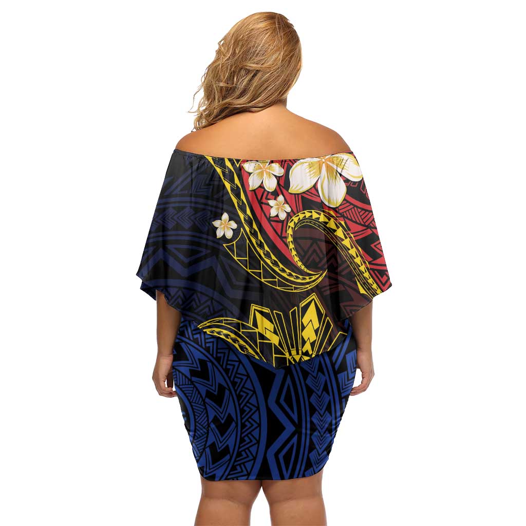 Philippines Spirit Tribal Sun Plumeria Family Matching Off Shoulder Short Dress and Hawaiian Shirt Red And Blue Polynesian Pattern LT01 - Polynesian Pride