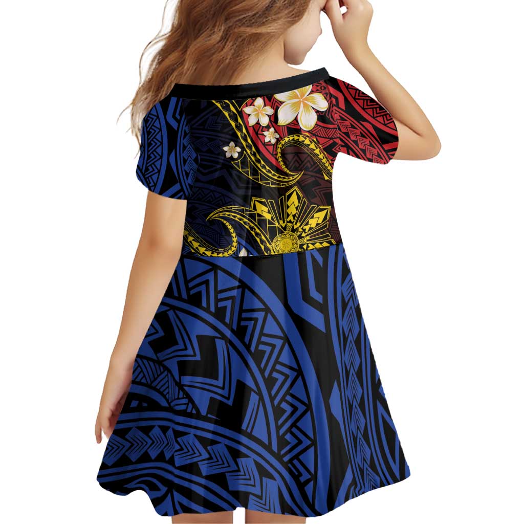 Philippines Spirit Tribal Sun Plumeria Family Matching Puletasi and Hawaiian Shirt Red And Blue Polynesian Pattern LT01 - Polynesian Pride